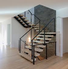 grey staircase with brick walls ideas