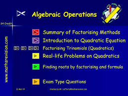 Ppt Algebraic Operations Powerpoint