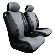 Leather Look Car Seat Covers Black Grey