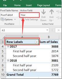 row labels in excel pivottable