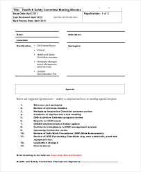 Safety Meeting Minutes Template 12 Free Sample Example