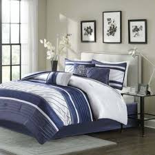 Grey Pintuck Stripe Comforter Set