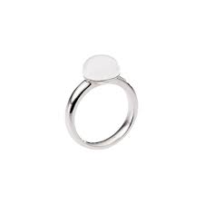 Ladies Stainless Steel Ring Size P With Circular Pendant
