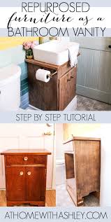 A bathroom vanity needn't be straight out of the shop or supplied by a manufacturer or joiner. Pin Repurposed Furniture As A Diy Bathroom Vanity At Home With Ashley