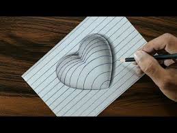 In the middle of the paper, draw two straight, parallel lines along the length of the paper. How To Draw 3d Hole Heart Shape Easy Trick Drawing Youtube 3d Drawings 3d Drawing Tutorial Easy 3d Drawing