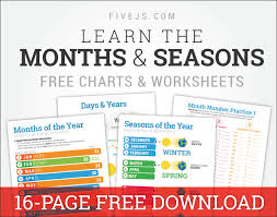 Learn The Months Of The Year Their Numbers Seasons