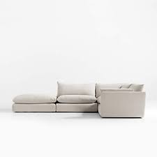 Slipcovered Sectional Sofa With Ottoman