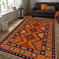 dark orange african print rug