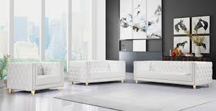 Mice White Faux Leather Living Room