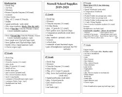 Supply List A D Stowell Steam Elementary School