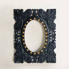 Black Carved Wall Mounted Mirror Frame
