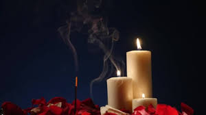 Incense Sticks And Candles Are Burning And Smoke On Dark Background Smoke From Incense And Candle Light Stock Video C Andrew282 189012448