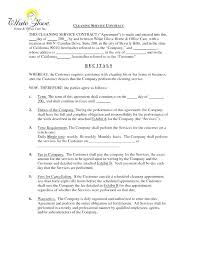 Cleaning Services Contract Agreement Sample Service Template