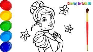 Vẽ công chúa lọ lem và tô màu cho bé - Dạy bé vẽ tô màu - Glitter  Cinderella drawing and coloring - YouTube