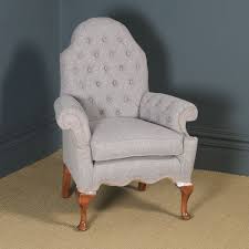 wing armchair upholstered queen anne