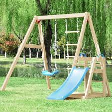 Sudzendf Wood Outdoor Swing Set With