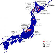 This makes it one of the oldest established ski areas in the world and is a traditional mountain retreat of japan's imperial family. Japan Ski Resorts Map Map Of Japan Ski Resorts Eastern Asia Asia