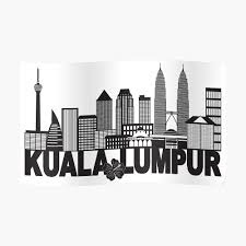 Hotels near islamic arts museum malaysia. Kuala Lumpur City Skyline Text Black And White Illustration Sticker By Jpldesigns Redbubble