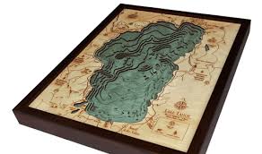 Lake Tahoe Lg Bathymetric 3 D Wood Carved Nautical Chart