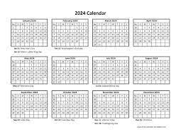 printable yearly calendar 2024 free