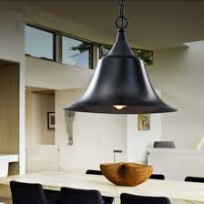 Ywxlight Retro Industrial Pendant Light Black Horn Pendant Lamp E27 Bulb Perfect For Kitchen Dining Room Bedroom Cafe Warm White