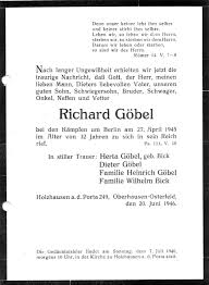 Richard Goebel - todesanzeige