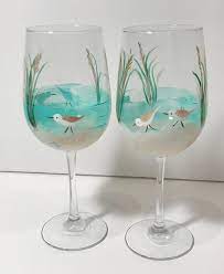 Hand Painted Wine Glasses Beach Wine