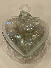 Mexican Blown Glass Heart Clear