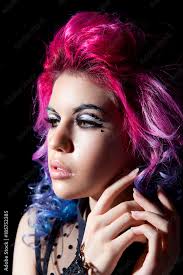 pink hair and fantasy makeup