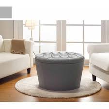 Ico parisi rattan ottoman coffee table attributed. Better Homes And Gardens Round Tufted Storage Ottoman With Nailheads Gray Walmart Com Walmart Com