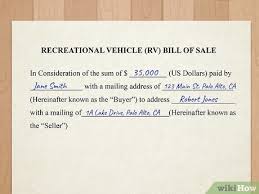 how to write a bill of for an rv