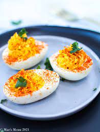 Popular all over europe and the united states, deviled eggs are a classic side dish, enjoyed by many as a party food.1 x research source the eggs can be topped with your favorite toppings including bacon, salmon and anchovies. Healthy Deviled Eggs Mae S Menu