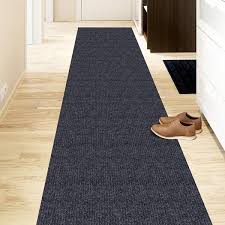 sweet home s ribbed waterproof non slip rubberback runner rug 2 ft 7 in w x 20 ft l black polyester garage flooring