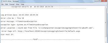 exception logging to text file