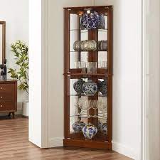 delia corner curio cabinet in linen