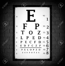 Snellen Eye Chart Test Box In Front Of Brick Wall 3d Rendering