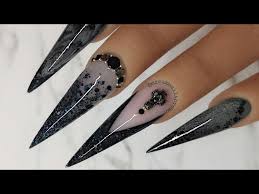 black sti acrylic nail design
