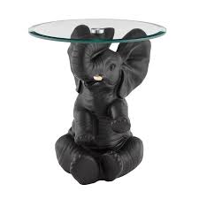 Linon Ernie Elephant Glass Top Accent