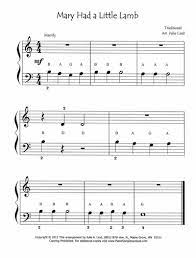 An alternate method for a visual learner intimidated by the piano sheet the piano tabs display fingering numbers for the right and left hand with red and blue letters. Mary Had A Little Lamb Free Easy Piano Sheet Music With Letters