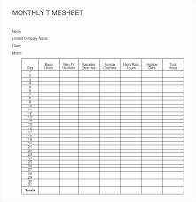 Basic Monthly Timesheet Template Unique Simple Employee Timesheet