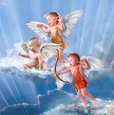 Wall Mural Baby Cupid With Angel Wings