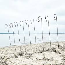 10 X Shepherds Crook Black Metal Garden