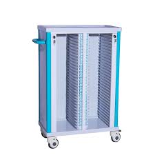 Hospital Double Chart Holder Trolley With Hand Holder Ao