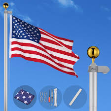 Look for the vertical flag pole that they have now. Yescom 20ft Aluminum Sectional Flag Pole Kit 3 X5 Us American Flag Gold Ball Kit Hardware Outdoor Garden Halyard Pole Walmart Com Walmart Com