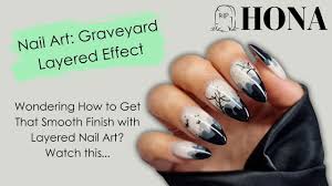 layered nail art graveyard halloween