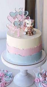 25 Cute Baby Girl First Birthday Cakes Light Pink And Blue Baby 1st  gambar png