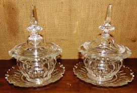 Pair Regency Cut Glass Honey Jars Circa