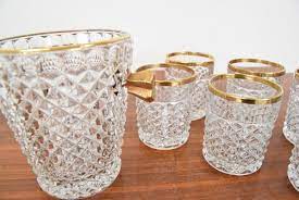 Mid Century Glassware Barware Set By