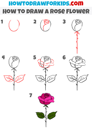 how to draw a rose flower easy
