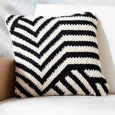 Zig Zag Black White Outdoor Pillow
